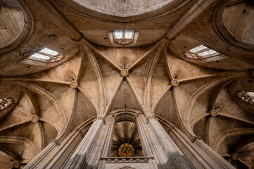 Interior ceiling of the cathedral of Tortosa, Catalonia. Spain