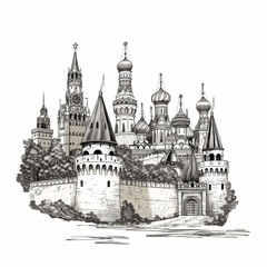 Obraz premium Castle, house, drawing, illustration 