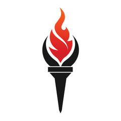 Torch logo icon vector template with negative space design illustration