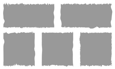 Ripped paper page. Newspaper horizontal torn strips, realistic transparent white cardboard rip edge. Vector banner rough edge grey illustration