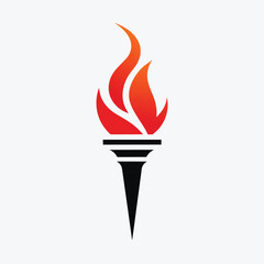 Torch logo icon vector template with negative space design illustration