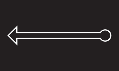 Straight line with point on start and arrow on finish. Symbol of direction, aim, target, path, easy challenge, fast way, ideal plan. isolated on black background. Vector  illustration . EPS 10/AI