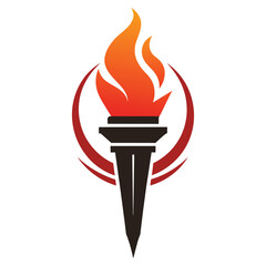 Torch logo icon vector template with negative space design illustration