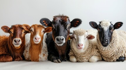 Assorted farm animals with one blurred face