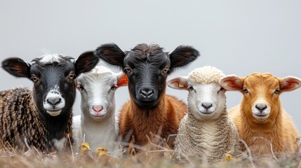 Fototapeta premium Group of goats and sheep in natural setting