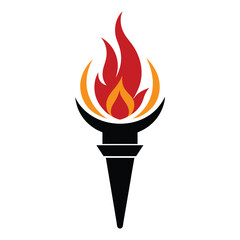 Torch logo icon vector template with negative space design illustration