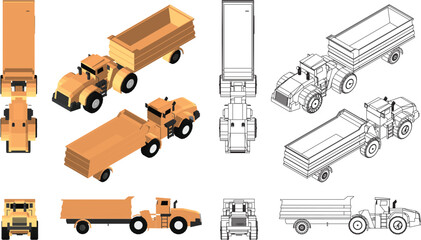 Vehicles used in the agricultural industry and farming. In many perspectives. Truck