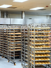 Tray of bread and pastries on a bakery