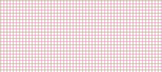 Pink and beige plaid fabric texture in the white background