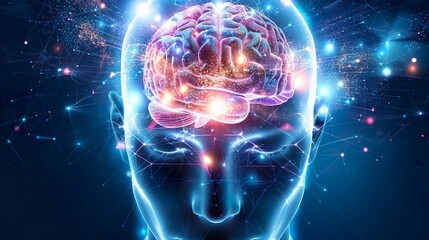 Futuristic Digital Brain Visualization