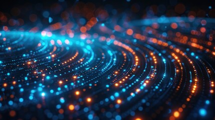 Vibrant blue and orange digital waves