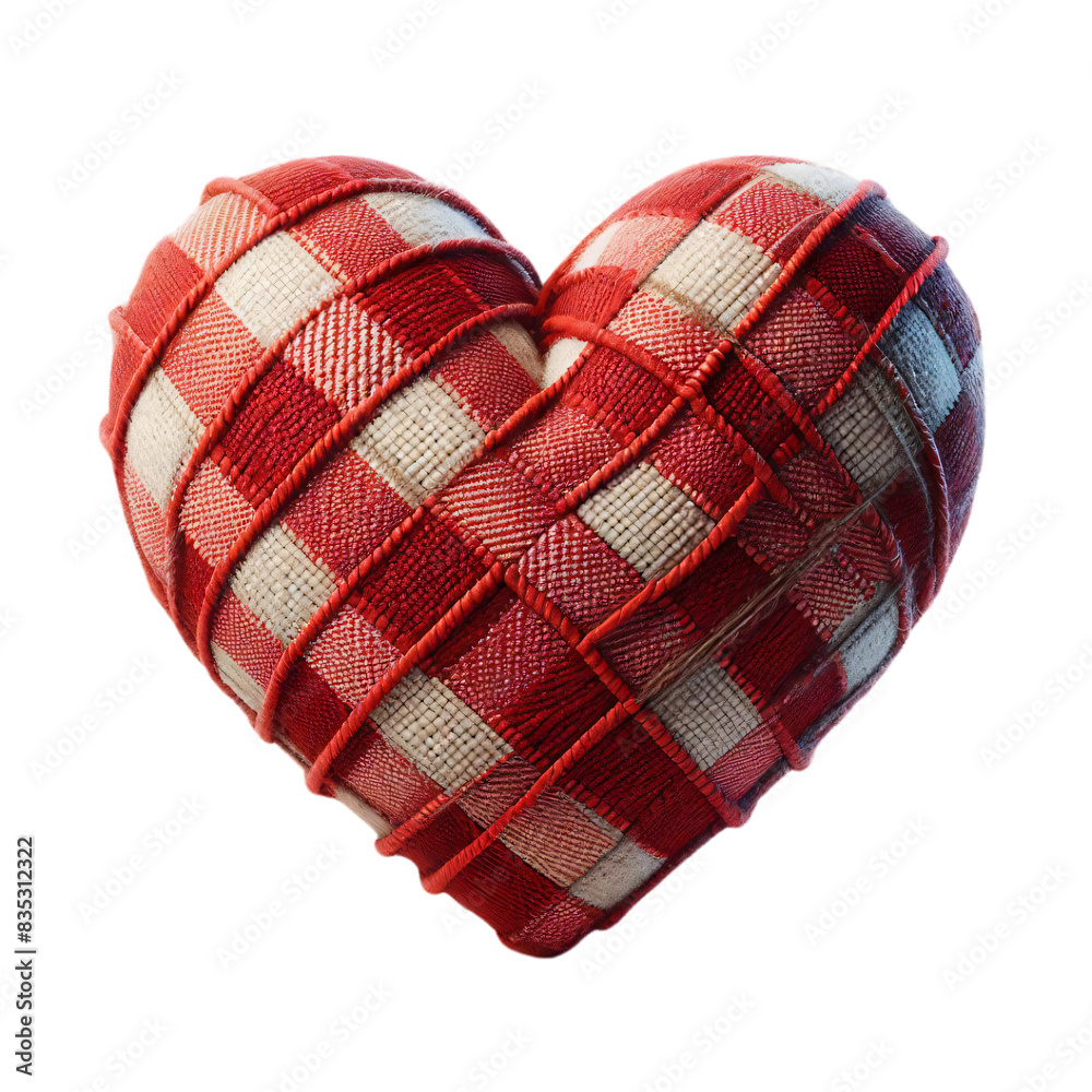 Fototapete 3d 2d Heart element with checkered texture and strings Festa Junina de São João for composition

