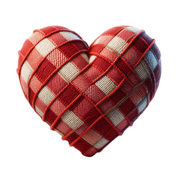 3d 2d Heart element with checkered texture and strings Festa Junina de S&atilde;o Jo&atilde;o for composition
