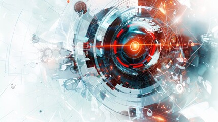 Obraz premium Abstract art of combining technology and digital, seamlessly integrating on white background