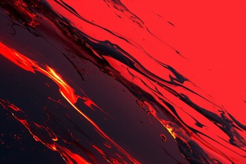 Vibrant red liquid motion with black abstract shapes and details