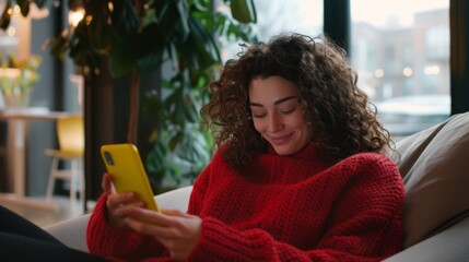 The woman in a red sweater