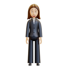 3d woman. Sad office worker crying and wiping tears. A businesswoman in a suit is very disappointed. 3D rendering, illustration in cartoon style, isolated.