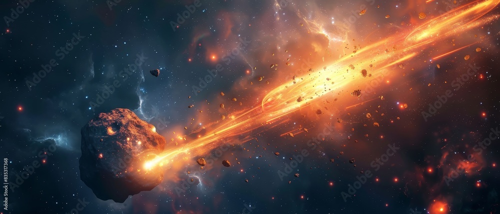 Wall mural comet or meteor explosion in galaxy