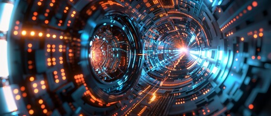 Fototapeta premium Modern Technology Concept : 3D illustration futuristic jet engine technology background. Engineering and technology.