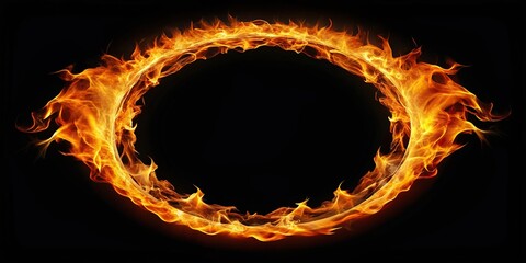 Smooth and elegant fire circle against a black background , fiery, flames, circular, glowing, hot, abstract, backdrop, vibrant, burning, smooth, contrast, darkness, artistic, mysterious