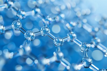 Close-Up Molecular Structure Illustration on Blue Background