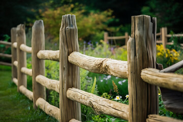 Fototapeta premium old wodden fence and grass