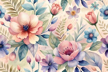 Elegant watercolor background with floral motifs