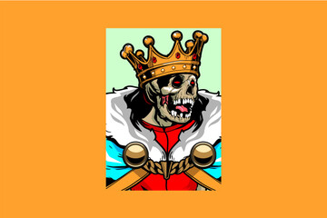 King skull pop art cartoon character vector image