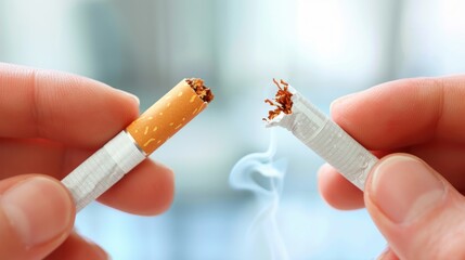 Breaking a cigarette, message of smoking cessation