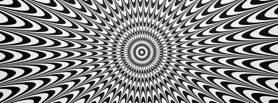 Optical illusion horizontal background. Abstract curves, geometric effect.