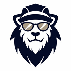 Lion hat and glasses logo vector illustration 