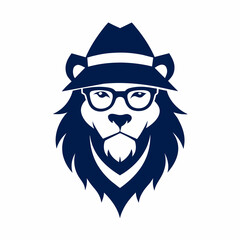 Lion hat and glasses logo vector illustration 