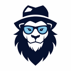 Lion hat and glasses logo vector illustration 