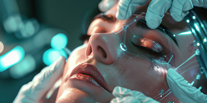 Cybernetic Enhancement Parlor: A parlor offering cosmetic cybernetic enhancements, with clients undergoing procedures to enhance their appearance with cybernetic implants