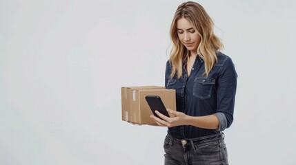 Obraz premium The Woman Holding Package
