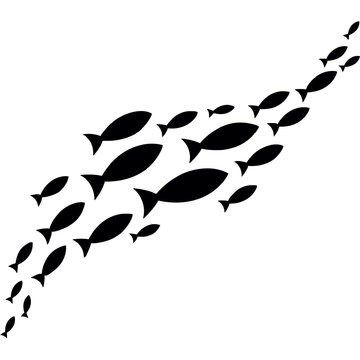 recommend clip art: School of fish silhouette swimming underwater world. A flock of fish under the sea, fish in the  ocean 