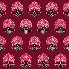 Indian Traditional Floral Ajrakh Kalamkari Block Print Booti Design Allover seamless Repeat Pattern