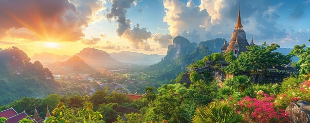 Tourist attractions famous landmarks travel of Thailand.