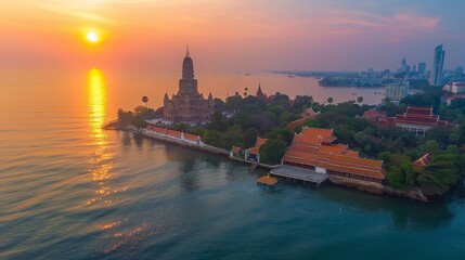 Obraz premium Wat Arun, one of Tourist attractions famous landmarks travel of Thailand.