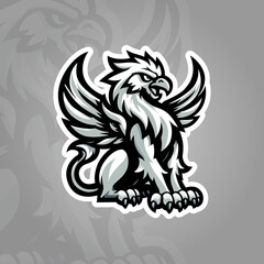Obraz premium Logo de Mascota Grifo Mitológico - Diseño Vectorial Limpio