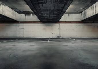 Empty parking lot, concrete interior 