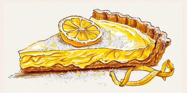 yellow lemon pie slice, food art clip art preview