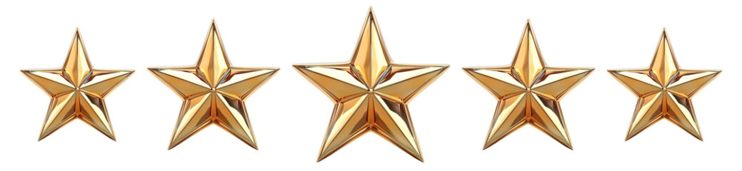 Various sizes 5 gold stars isolated, gold stars for customer reviews, customer satisfaction,5 star...