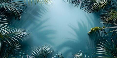 Aerial view of lush palm leaves setting a tranquil spa atmosphere. Concept Aerial Photography, Palm Leaves, Spa Atmosphere, Tranquil Setting, Lush Greenery