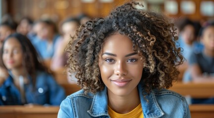 Woman With Curly Hair Sitting in a Church
