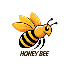 A beautiful honey bee logo concept vector art illustration, a flying honey bee logo illustration