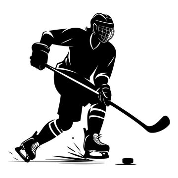 recommend clip art: Ice Hockey Player Silhouette in action. Vector illustration