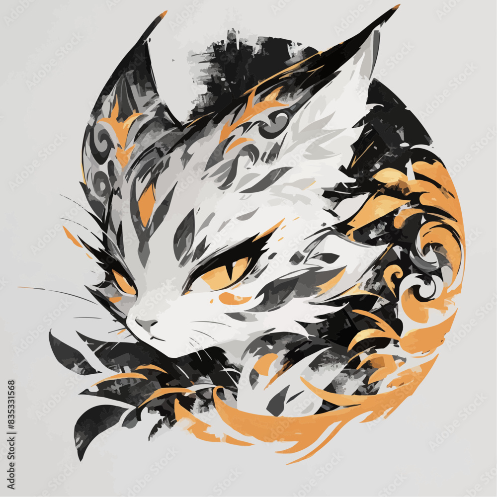 Poster stylized cat vector logo