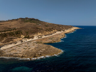 Famous touristic attraction in Gozo island the Salt Pans in  Xwejni Bay, Xwejni, Gozo island a part of the Malta islands.