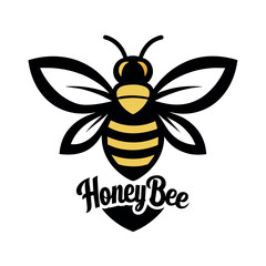 A beautiful honey bee logo concept vector art illustration, a flying honey bee logo illustration